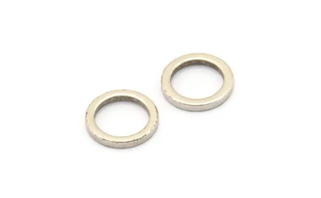 12mm Circle Connectors - 12 Antique Silver Plated Brass Circle Connectors (12x1.5mm) N0440