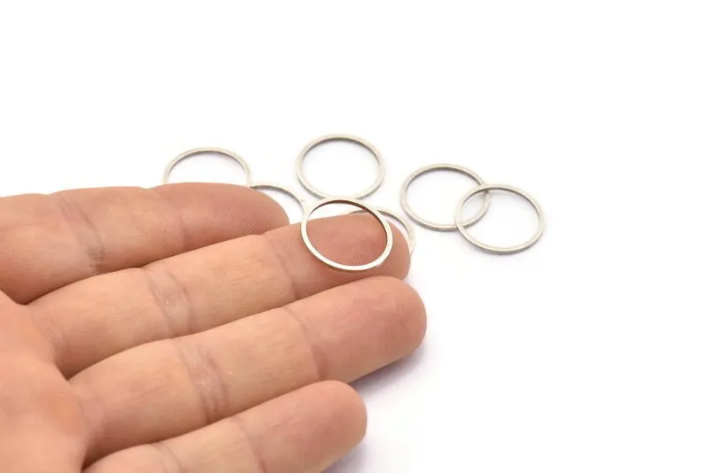 16mm Silver Rings - 12 Antique Silver Brass Circle Connectors (16mm) Bs 1098 H0002