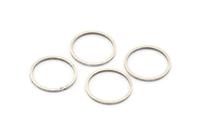 16mm Silver Rings - 12 Antique Silver Brass Circle Connectors (16mm) Bs 1098 H0002