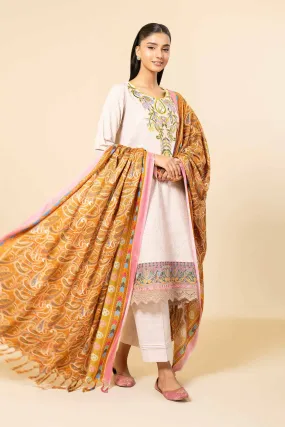 3 Piece - Printed Embroidered Suit - 42404183