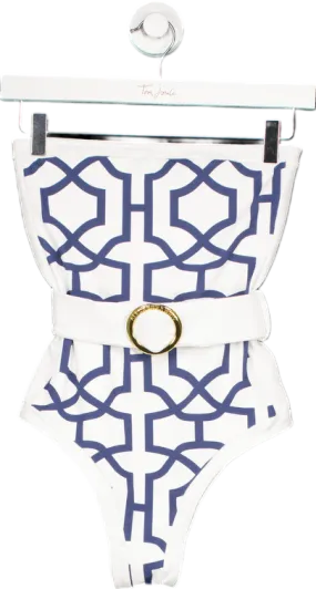 Alexandra Miro White/Blue Tile Print Swimsuit UK S