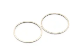 Antique Silver Circle Connectors, 25 Antique Silver Plated Brass Circle Connectors (26x1x1mm) Bs 1091 H0315