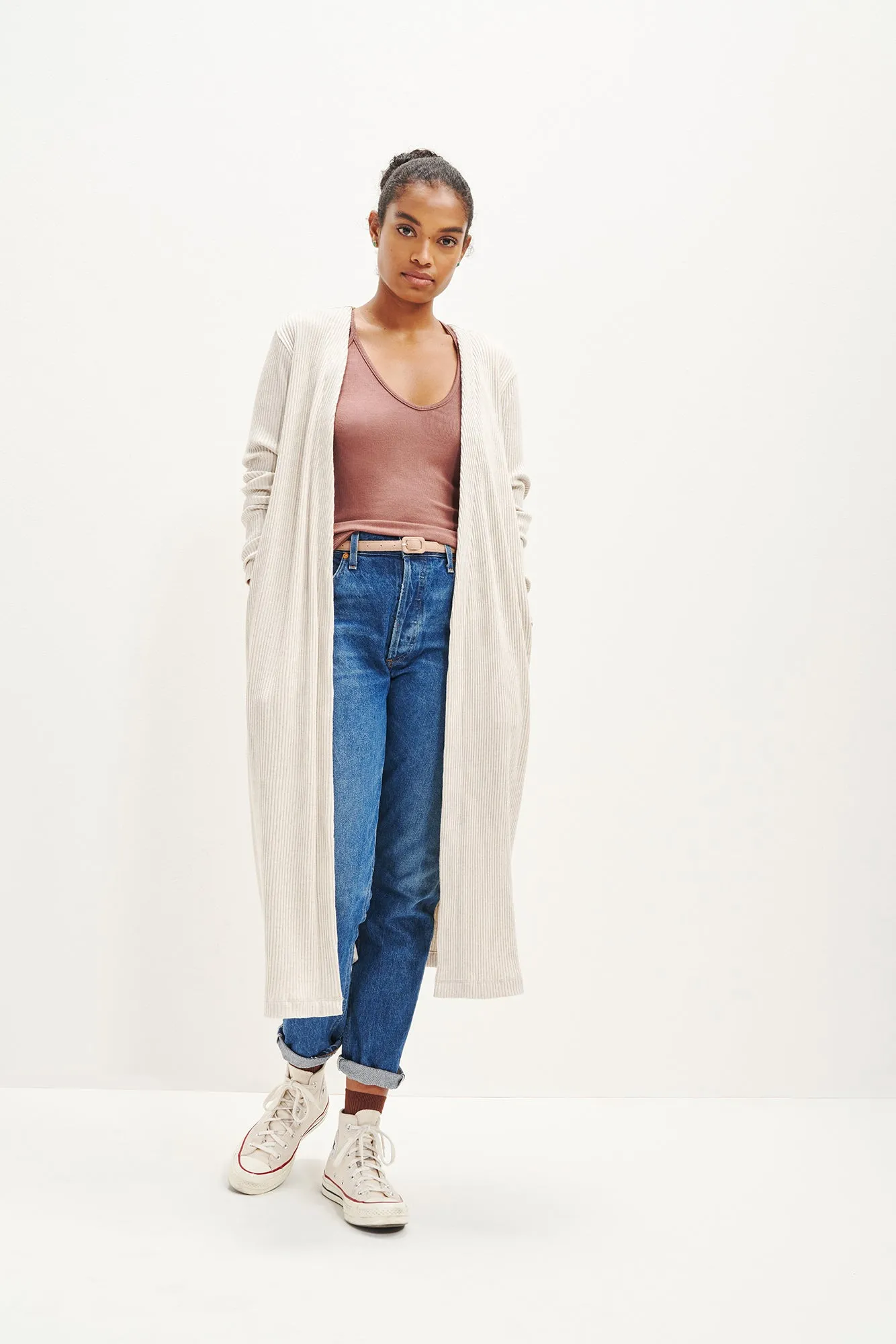 Atlas Linen Rib Cardigan - Linen