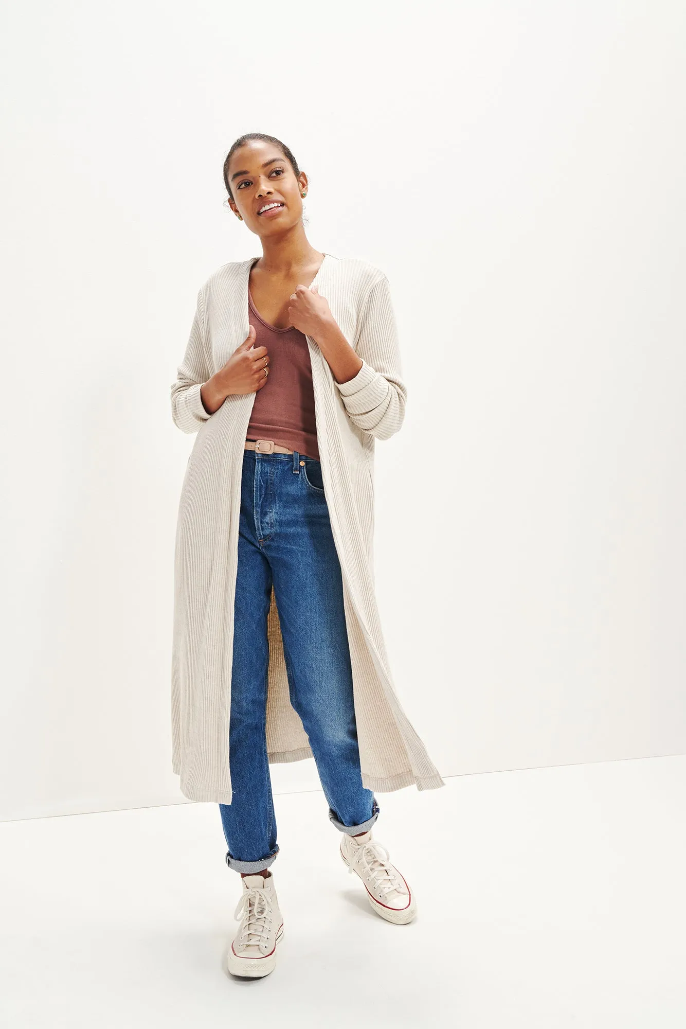 Atlas Linen Rib Cardigan - Linen