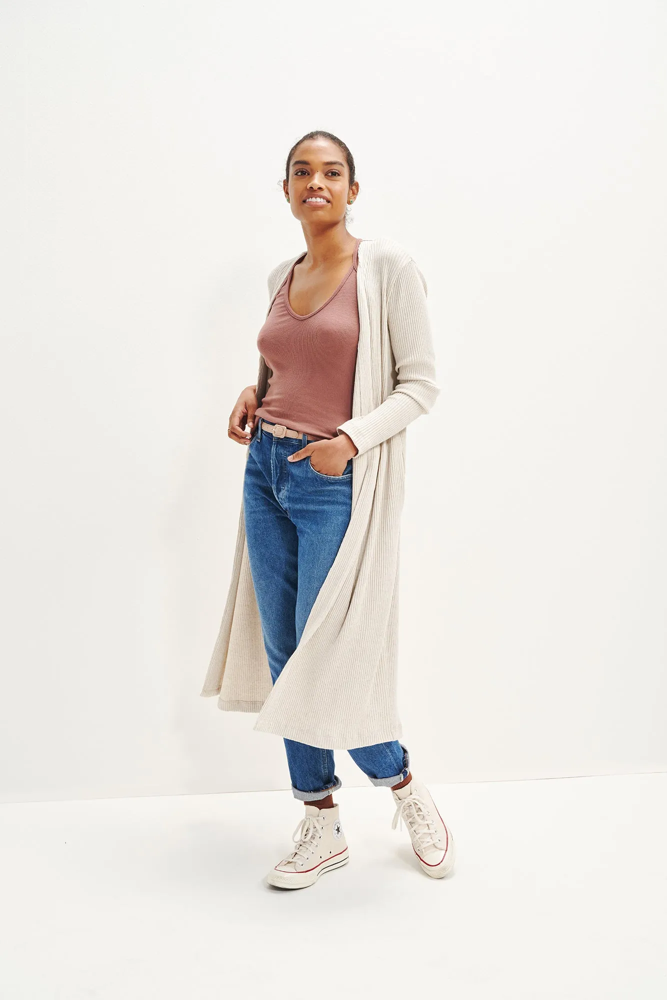 Atlas Linen Rib Cardigan - Linen