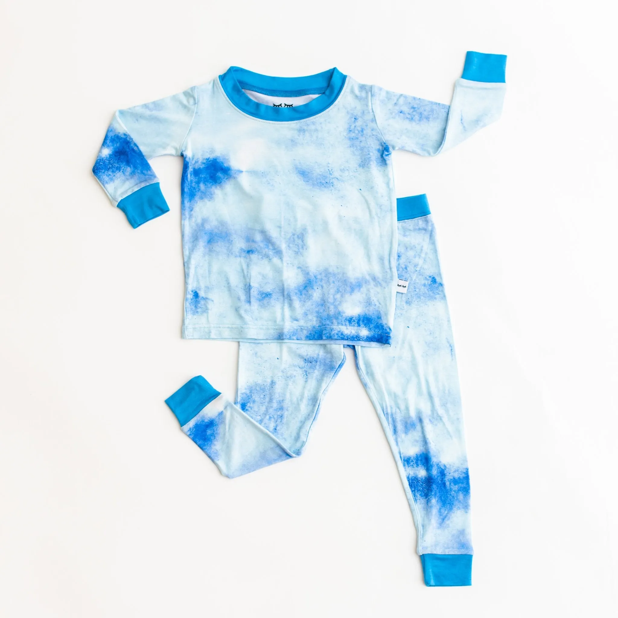 blue watercolor two-piece bamboo viscose pajama set