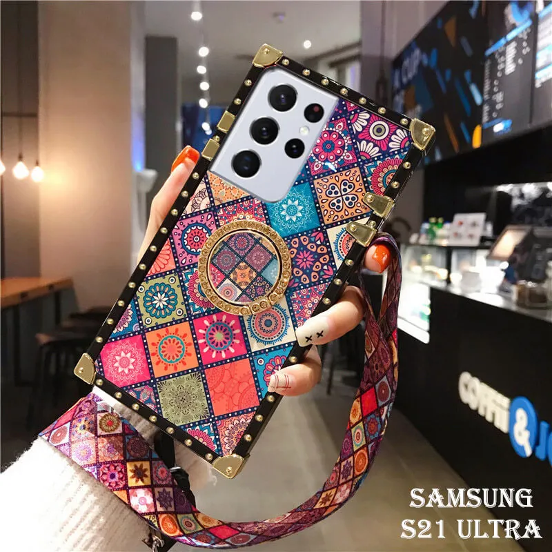 Bohemian chic lanyard ring case for Samsung