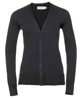 Charcoal Marl - Women's v-neck knitted cardigan