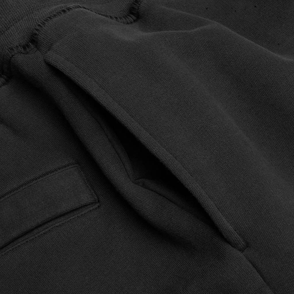 Cotton Fleece Cargo Pants - Black