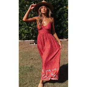 DressBetty - Summer Women Sexy V Neck Floral Print Bohemia Long Dress