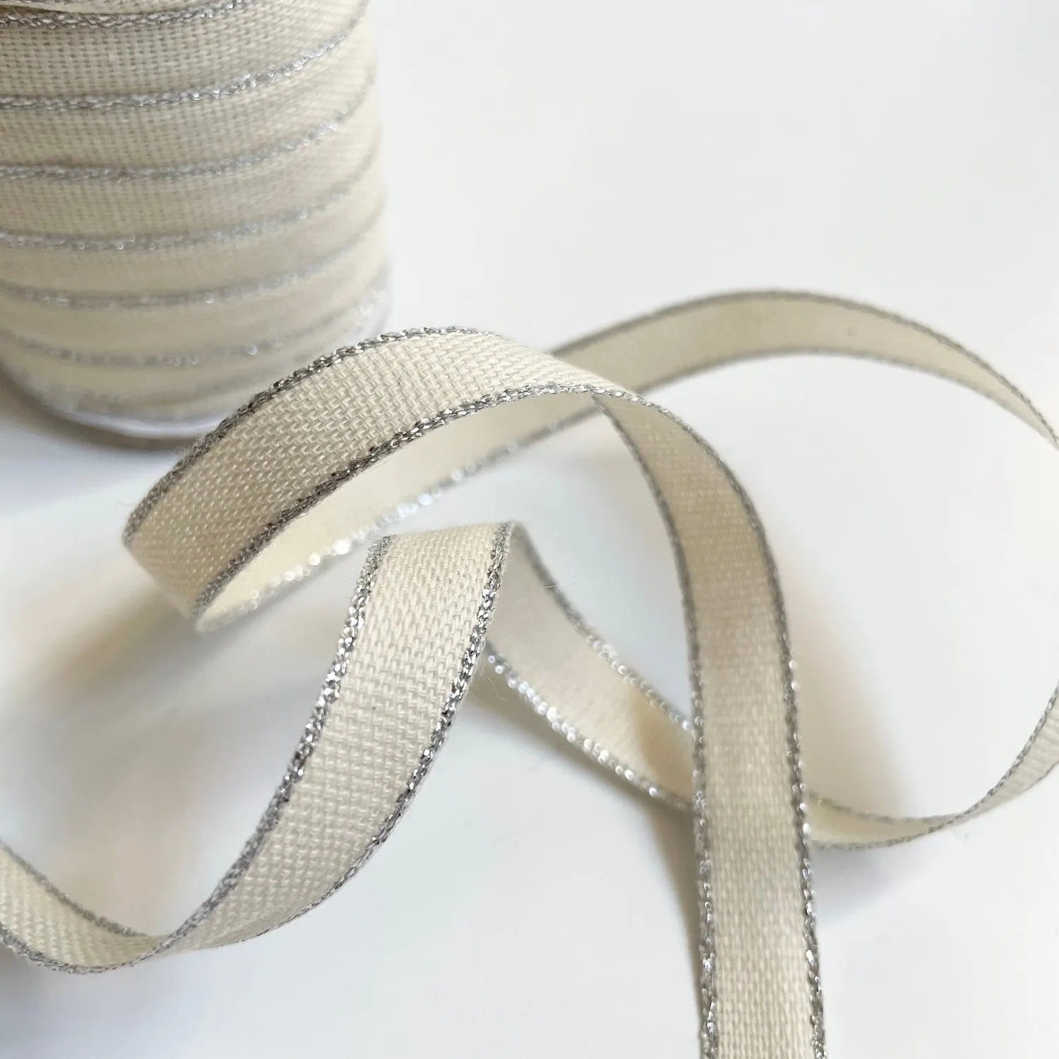 Drittofilo Cotton Ribbon - Natural / Silver: Studio Carta