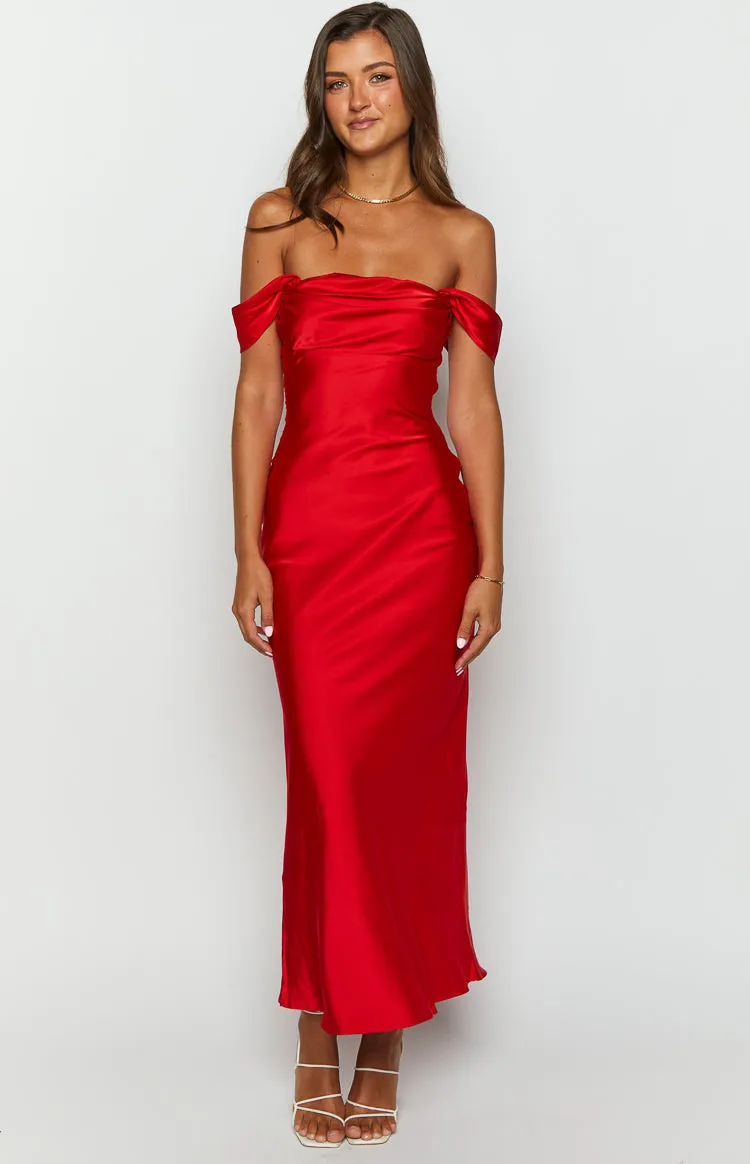 Ella Red Off Shoulder Formal Dress