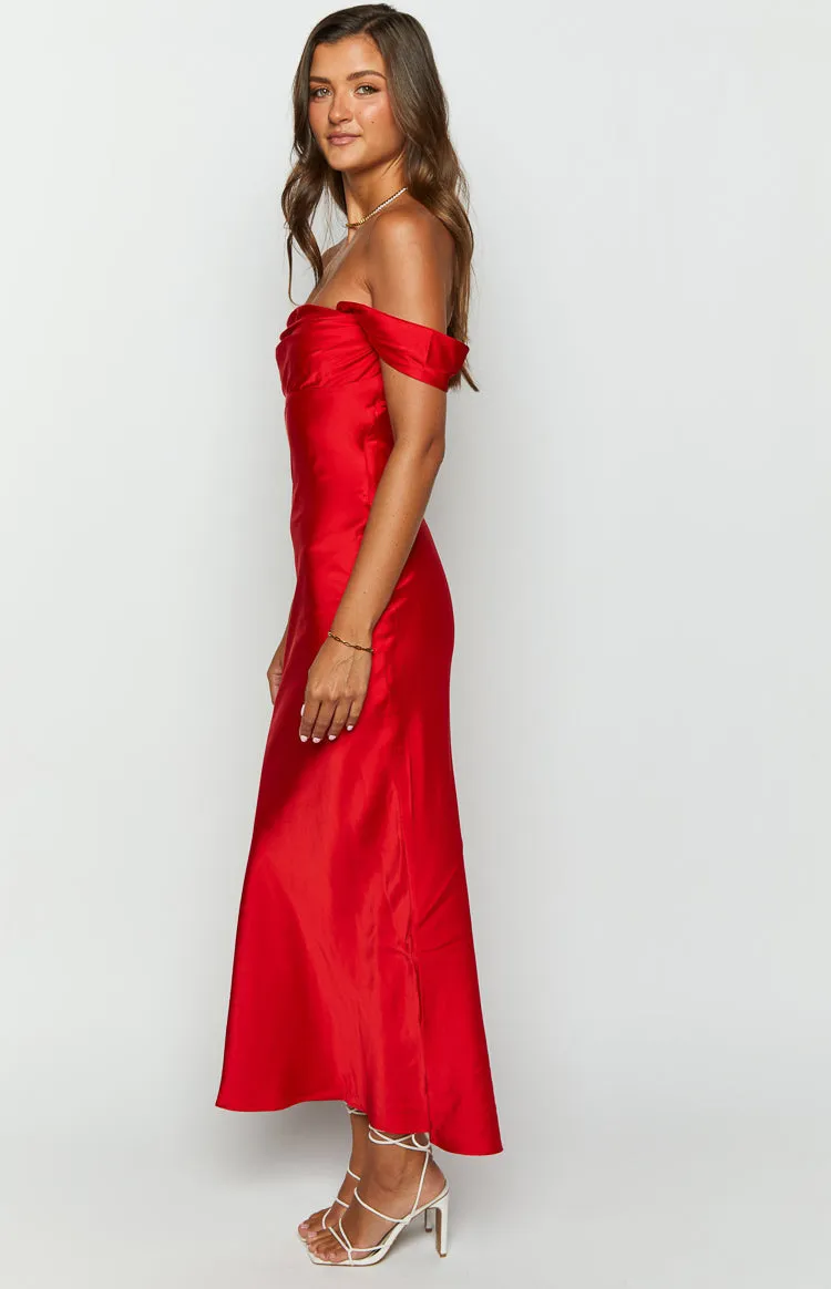 Ella Red Off Shoulder Formal Dress