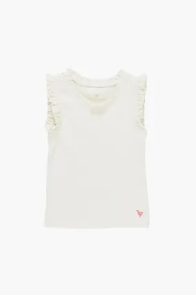 Gardenia White Organic Ruffle Rib Tank