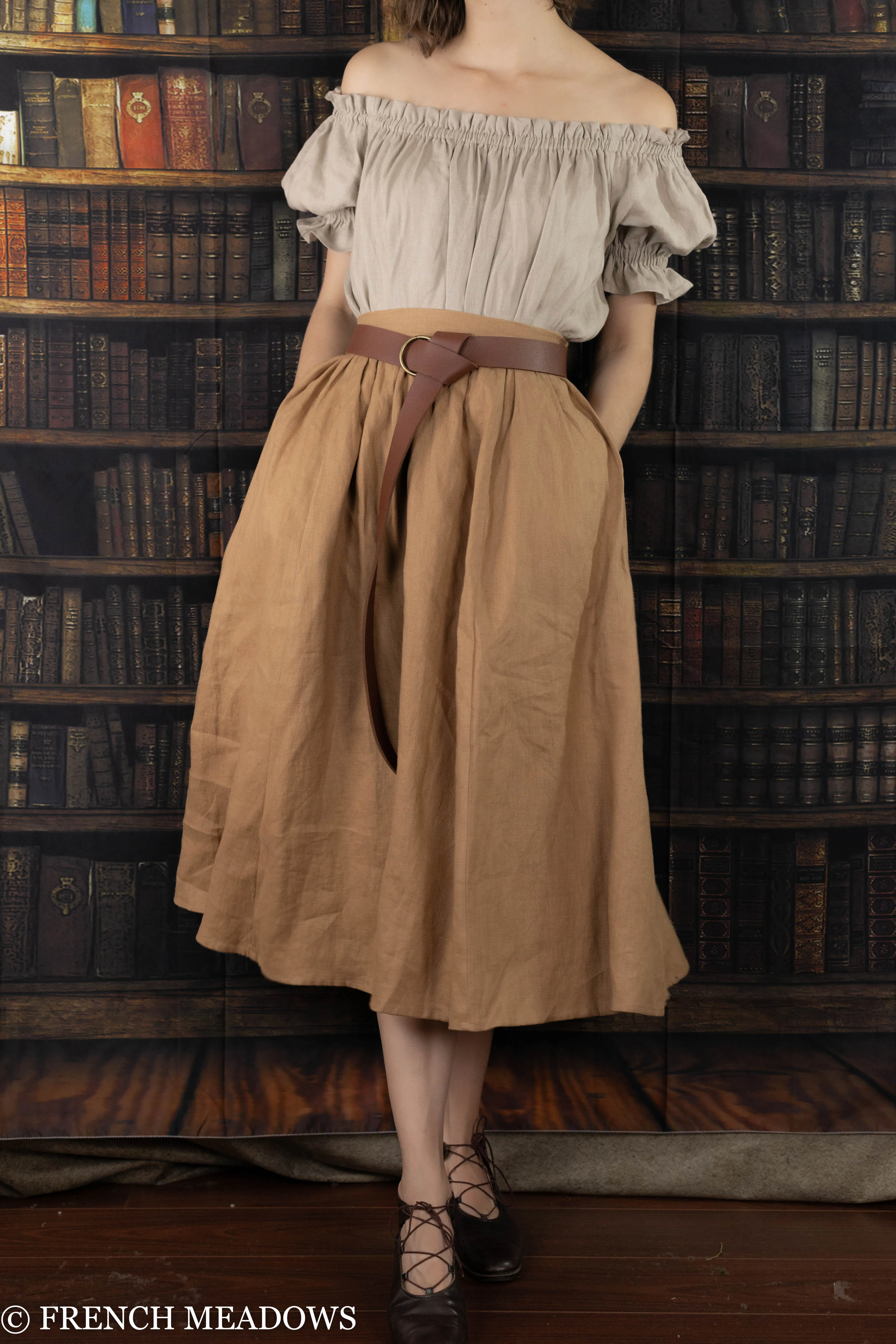 Ginger Linen Midi Skirt