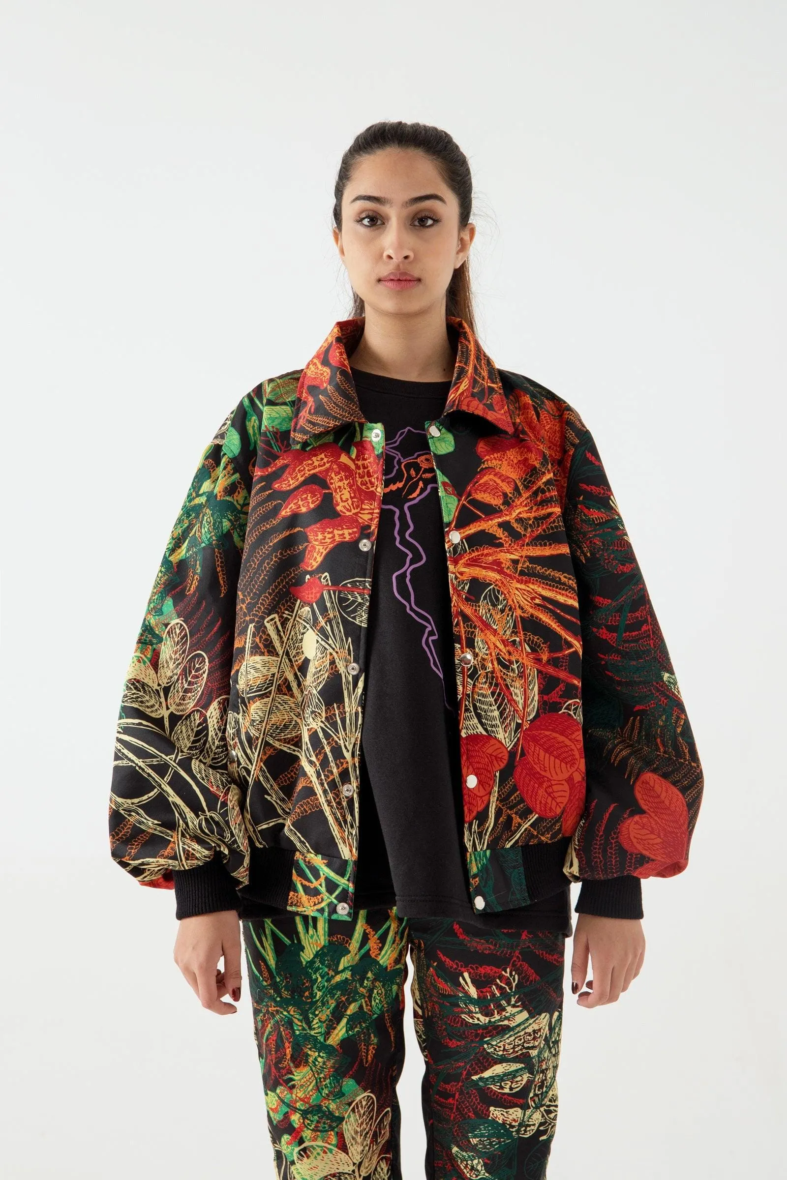 JUNGLE PRINT OVERSIZED BOMBER