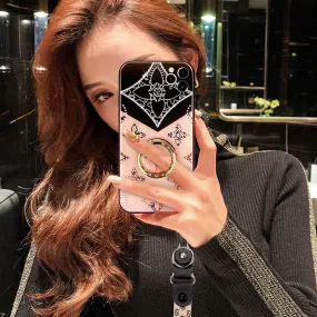 Luxury Diamond Mirror Samsung Case With Ring and lanyard