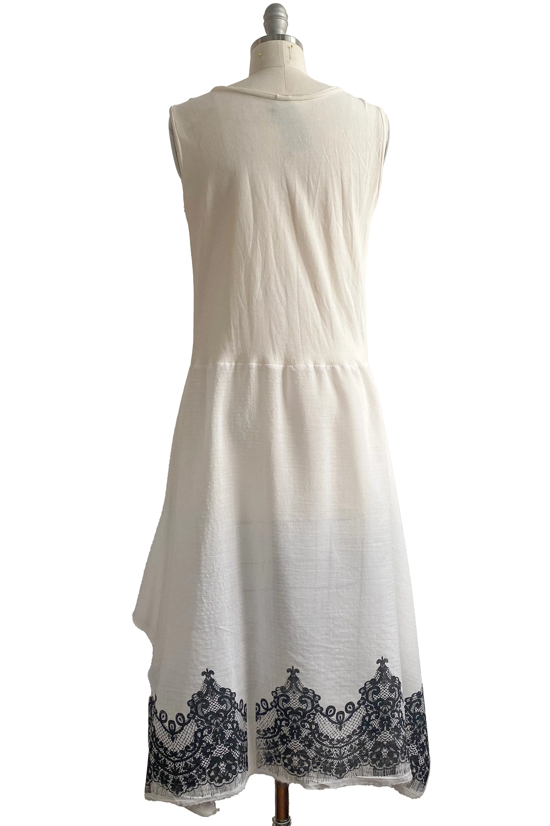 Montmartre Dress w/ Lace Print - White - Small