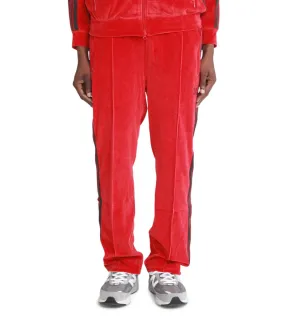 Needles Narrow Velour Track Pant Red