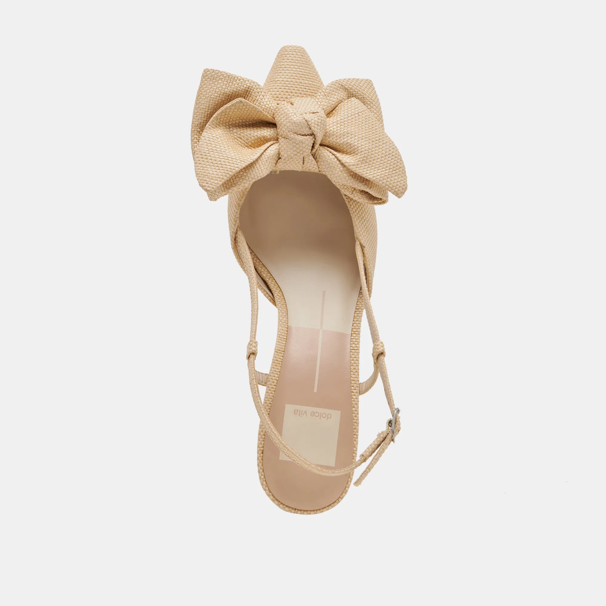 ODELA BOW HEELS NATURAL WOVEN RAFFIA