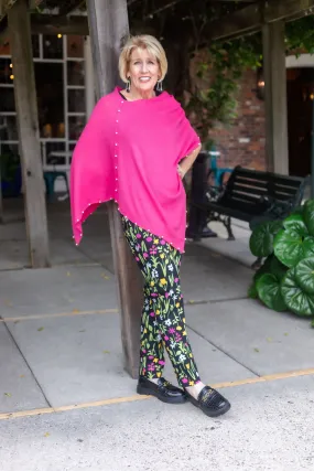 Poncho W/ Pearls | Hot Pink