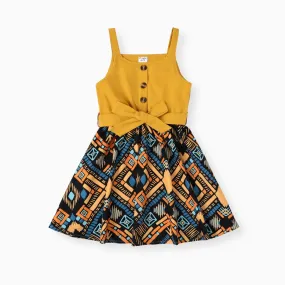 PP-Kid Girl Bohemia Ethnic Print Colorblock Dress PP700