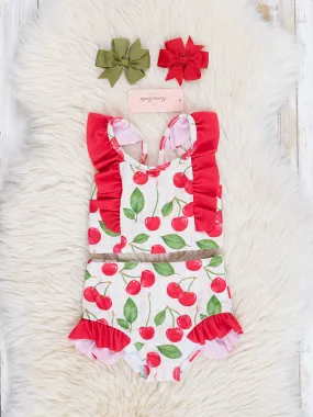 Red Ruffle Cherries Swimsuit