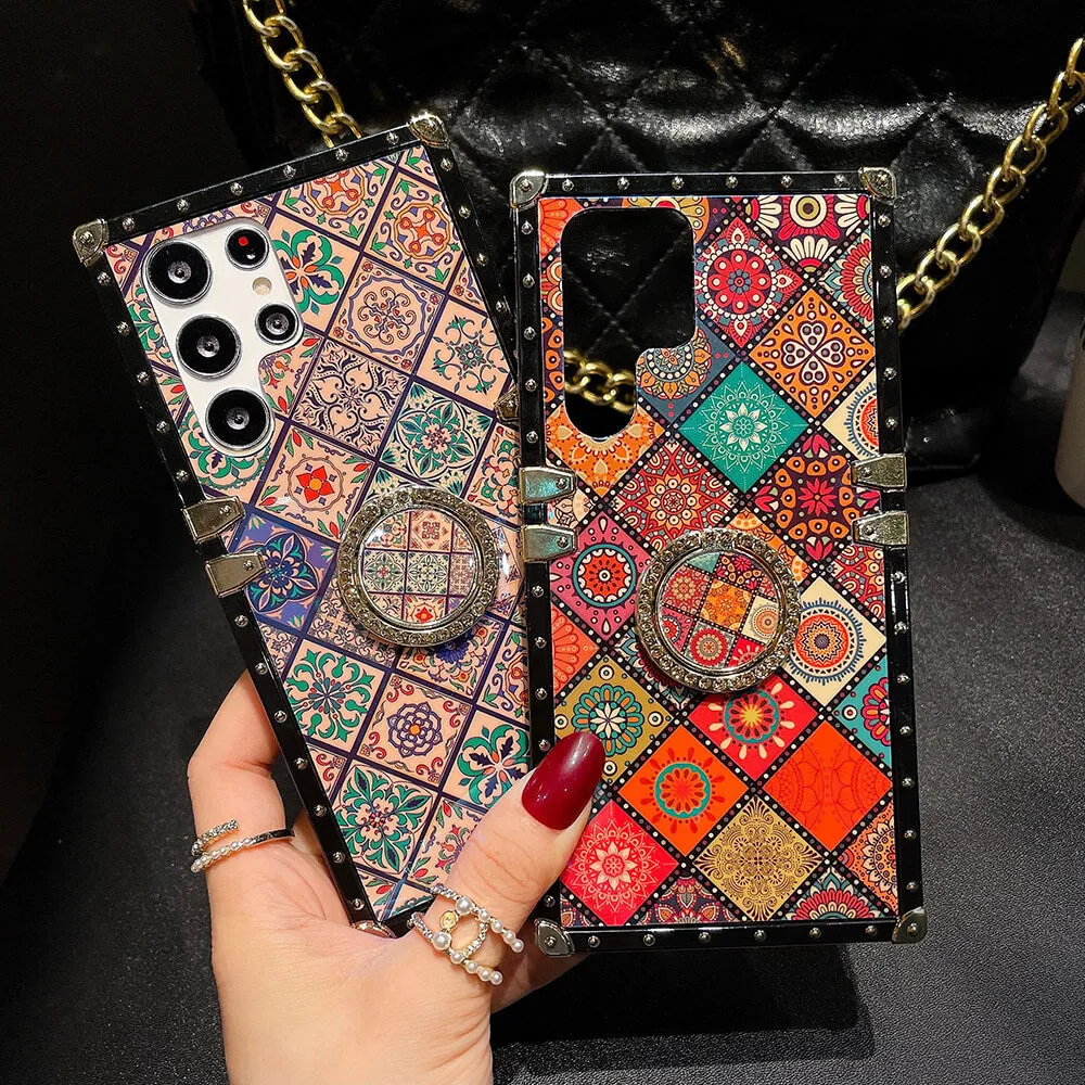 Retro Boho Style Ring Case With Lanyard for Samsung Galaxy S Note A Series