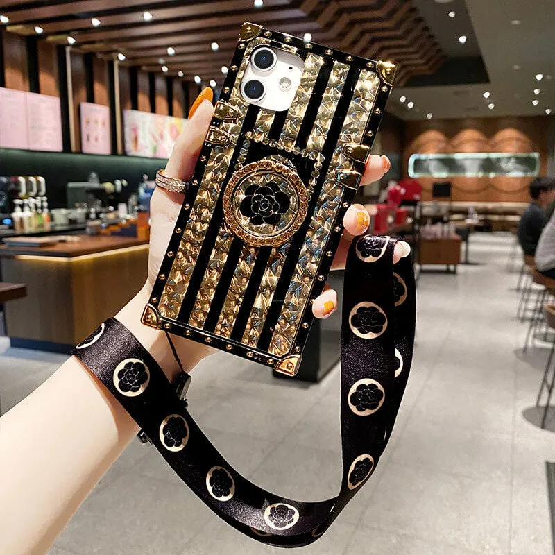 Retro Boho Style Ring Case With Lanyard for Samsung Galaxy S23 S22 S21 Ultra Plus