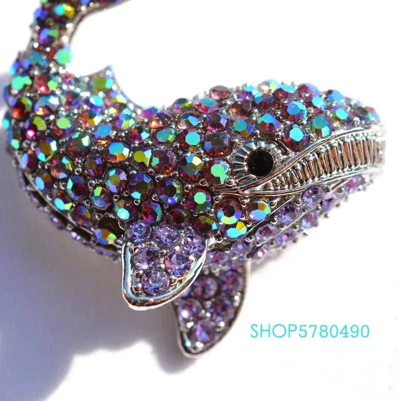 Rhinestone Whale Brooch