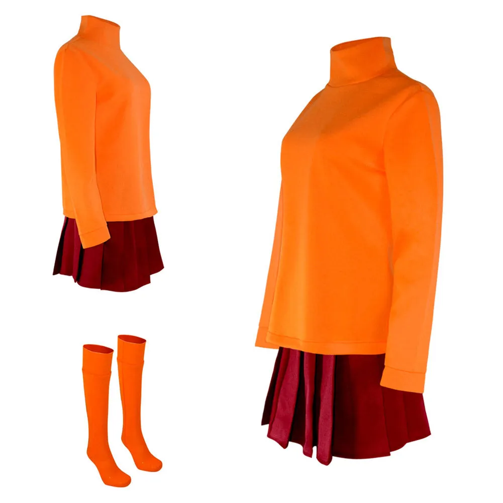 Scooby-Doo Velma Dinkley Uniform Outfits Halloween Carnival Costumes