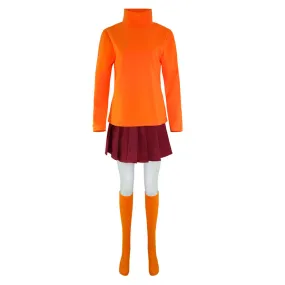 Scooby-Doo Velma Dinkley Uniform Outfits Halloween Carnival Costumes