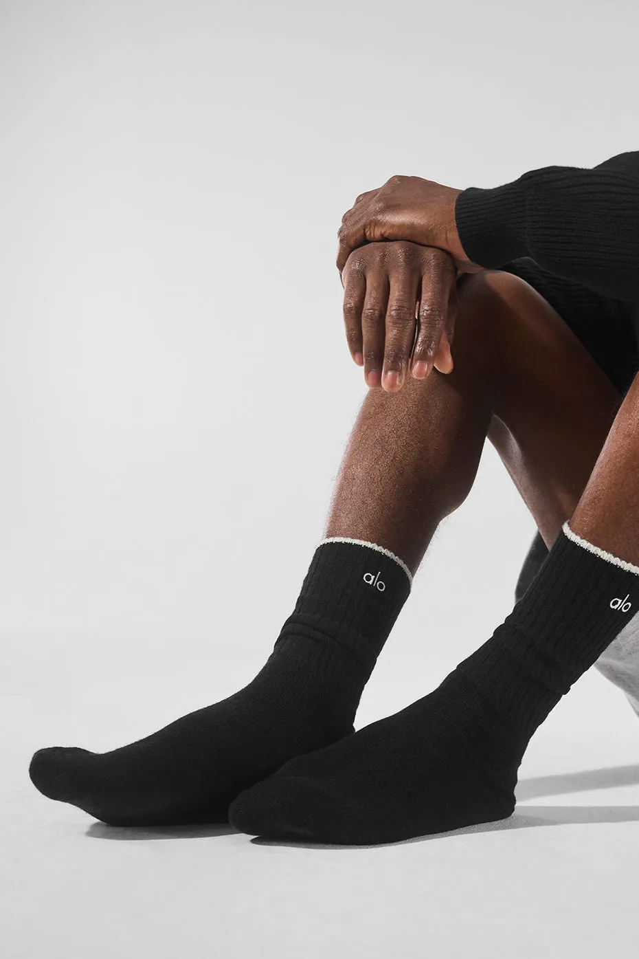 Unisex Cashmere Light Frosted Sock - Black/Ivory