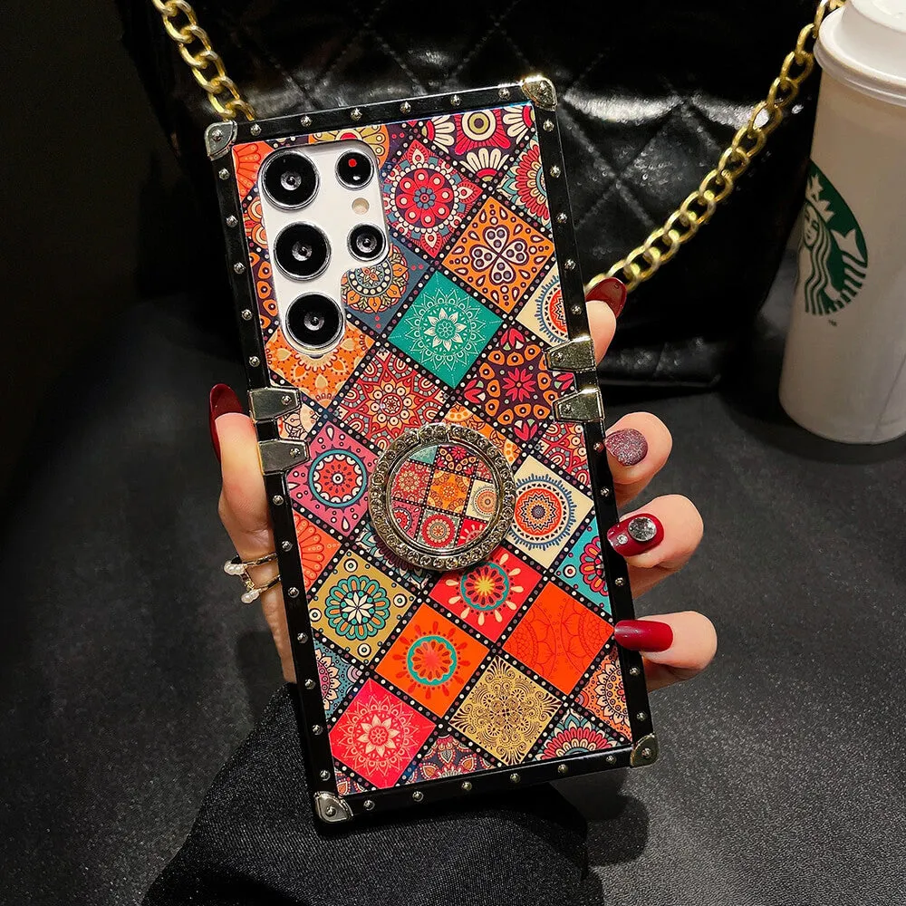 Vintage Bohemian Ring Case With Lanyard for Samsung Galaxy S23 Ultra