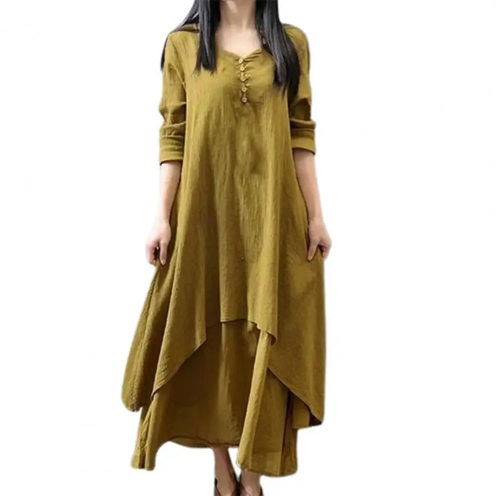 Women Elegant Linen White Dresses Bohemia Layering Vintage Robe Long Sleeve Loose Long Dress Female Autumn Vestidos