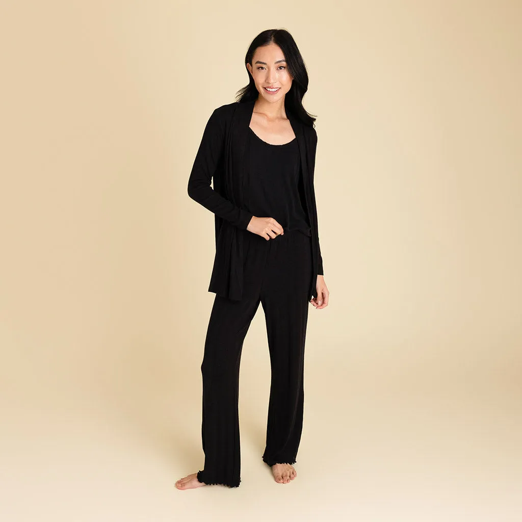 Women's Black Pointelle Fly Away Cardigan