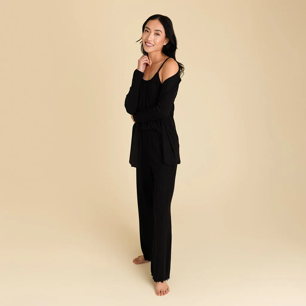 Women's Black Pointelle Fly Away Cardigan