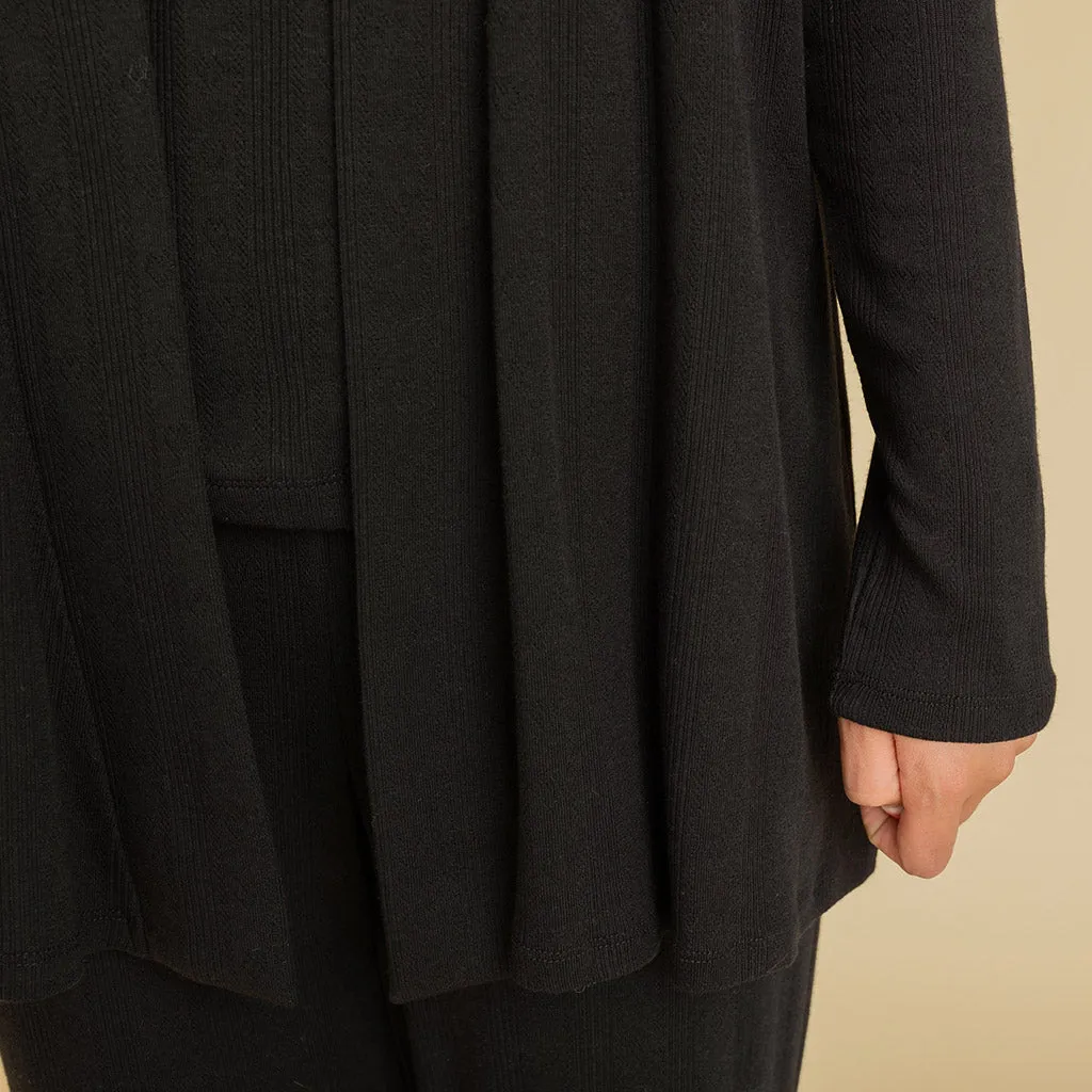 Women's Black Pointelle Fly Away Cardigan