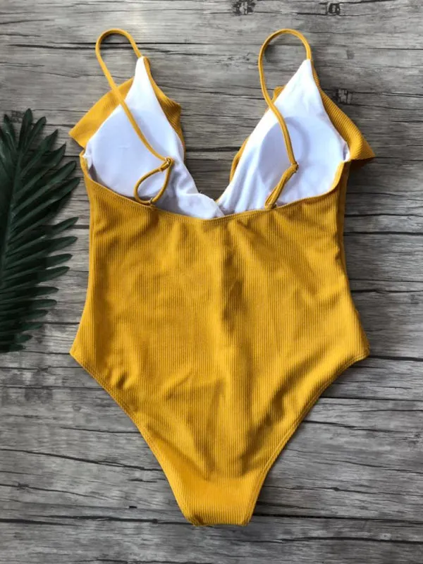 Women's Sexy Ruffle V-Neck Swimsuit